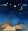 Night sky,cloud, moon and star -paper cut