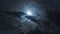 Night sky with full moon, clouds and stars. Timelapse. Clouds and moons moving across the sky. Atmospheric video.