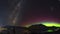 Night sky image of aurora and milky way galaxy in Queenstown, New Zealand