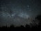 Night sky and milky way stars, Cygnus and Lyra constellation