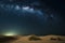 night sky over the dunes of a vast desert, with stars shining brightly