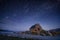 Night sky over Good Shepherd`s Chapel, Lake Tekapo, New Zealand