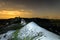 Night sky over the high chalk hills. Night natural landscape.