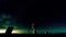 Night sky over radio telescope