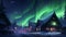 Night sky spectacle featuring a mesmerizing display of the aurora borealis phenomenon