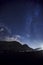 Night sky with stars. Wadi Rum Desert landscape