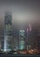 Night skyline centered around International Finance Center, Hong Kong Island, China