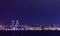 Night Skyline of Dnipropetrovsk and river Dnipro, Ukraine