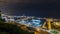 Night skyline from Montjuic with Port Vell timelapse, Barcelona, Catalonia, Spain