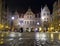 Night snapshot of central square in town of Gdansk