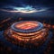 Night stadiums majesty, 3D top down view captures soccers grandeur