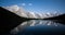 Night star timelapse of Mont Blanc relflected in Checrouit Lake in Courmayeur, Valle D\'Aosta, Italy