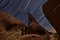 Night Star Trail Streaks over the Rocks of Joshua Tree Park