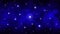 Night starry sky dark blue dynamic space background with bright big flickering stars, moving nebula, seamless loop