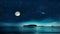 Night starry sky and full moon on sea light reflection nature landscape