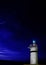 night starry sky image of maritime lighthouse on the black sea coast