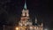 Night stars timelapse, red brick old Kostel Catholic church cathedral