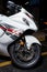 Night stock image of a Suzuki Hayabusa super street sports motorcycle