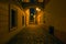 Night street of old Prague Under the light of lanterns