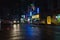 Night street view with colorful advertising