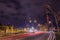 Night street view with tracers in Daugavpils city
