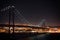 Night. Tejo river. Lisbon Almada Portugal. Nightscene. Landscape. 25th April bridge. Lights. Nightlight. Wonderful. Beautiful.