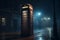 night telephone booth. mystical and mysterious street phone