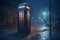 night telephone booth. mystical and mysterious street phone