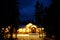 Night Time Cabin in the Woods Wilderness Lights Glowing Warmth