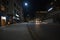 Night time cityscape of the capital city of Thimphu in Bhutan. Street view at night