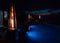 Night time home outdoor patio and pool patio