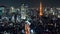 Night time lapse of car traffic transportation on road in Tokyo Japan, Tokyo tower cityscape building view. Asia travel tourism la