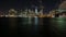 Night time lapse of the waterfront of manhatten in new york