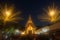 Night time of Phra Pathom Chedi or Phra Thom Chedi, which is one of the largest and tallest chedi in Thailand.