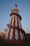 Night time view of a vintage helter-skelter