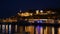 Night Timelapse of Belgrade Fortress Kalemegdan with Light Reflections on Sava River