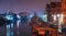 Night timelapse of the port of the fishing boats of Chioggia