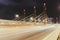 Night traffic bridge long exposure of car line lights transport dark