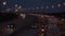 Night traffic jam on city highway. Transport, cars, urban concept. Selected focus