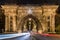 Night traffic lights in a famous tunnel from Budapest