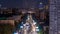 Night traffic movement at the center of Moscow timelapse, aerial urban view