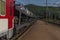 Night train with sleeping coaches and car motorcycle coaches Kysak station