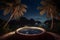 Night tropical swim pool luxury. Generate Ai