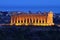 Night at Valley of Temples in Agrigento, Sicily