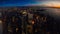 Night view from above over New York. Amazing sun light over Manhattan and Hudson river