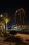 Night view of Abu Dhabi skyscrapers, United Arab Emirates.