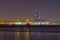 Night view of Amiri Diwan governmental building in Doha, Qatar