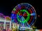 Night View of Amusement park rides, Ferris Wheel
