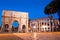 Night view of Arco di Costantino and colosseo at Rome