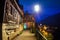 Night view of authentic houses in Hallstatt, Austria.